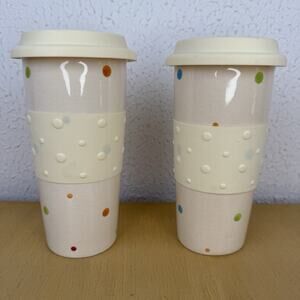 Temp-tations By Tara Presentable Ovenware Polka Dot 1202 Cups W/ Lids 16oz